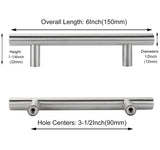 3-1/2 Inch Brushed Nickel Cabinet Pulls Modern Cabinet Handles(90mm, Hole Centers)