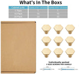 Solid Brass Gold Knobs - 1.33" Diameter (34mm), Brass - Hexagon Dresser Knobs for Lving Room，Bedrooms，DIY Lovers，Gifts