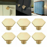 Solid Brass Gold Knobs - 1.33" Diameter (34mm), Brass - Hexagon Dresser Knobs for Lving Room，Bedrooms，DIY Lovers，Gifts