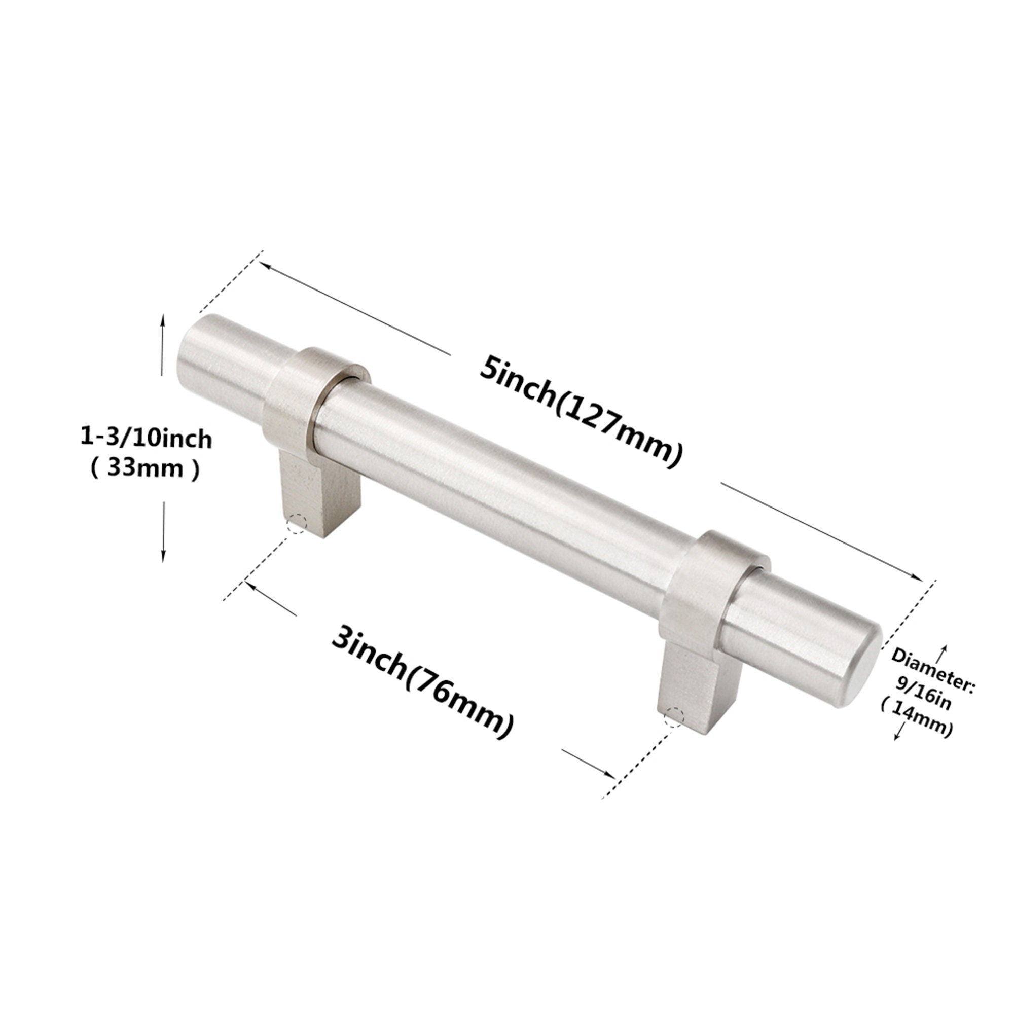 3"(76mm) Hole Center Cabinet Handles Pulls for Kitchen Stainless Steel Brushed Nickel Drawer Pulls ( 5" Length ）