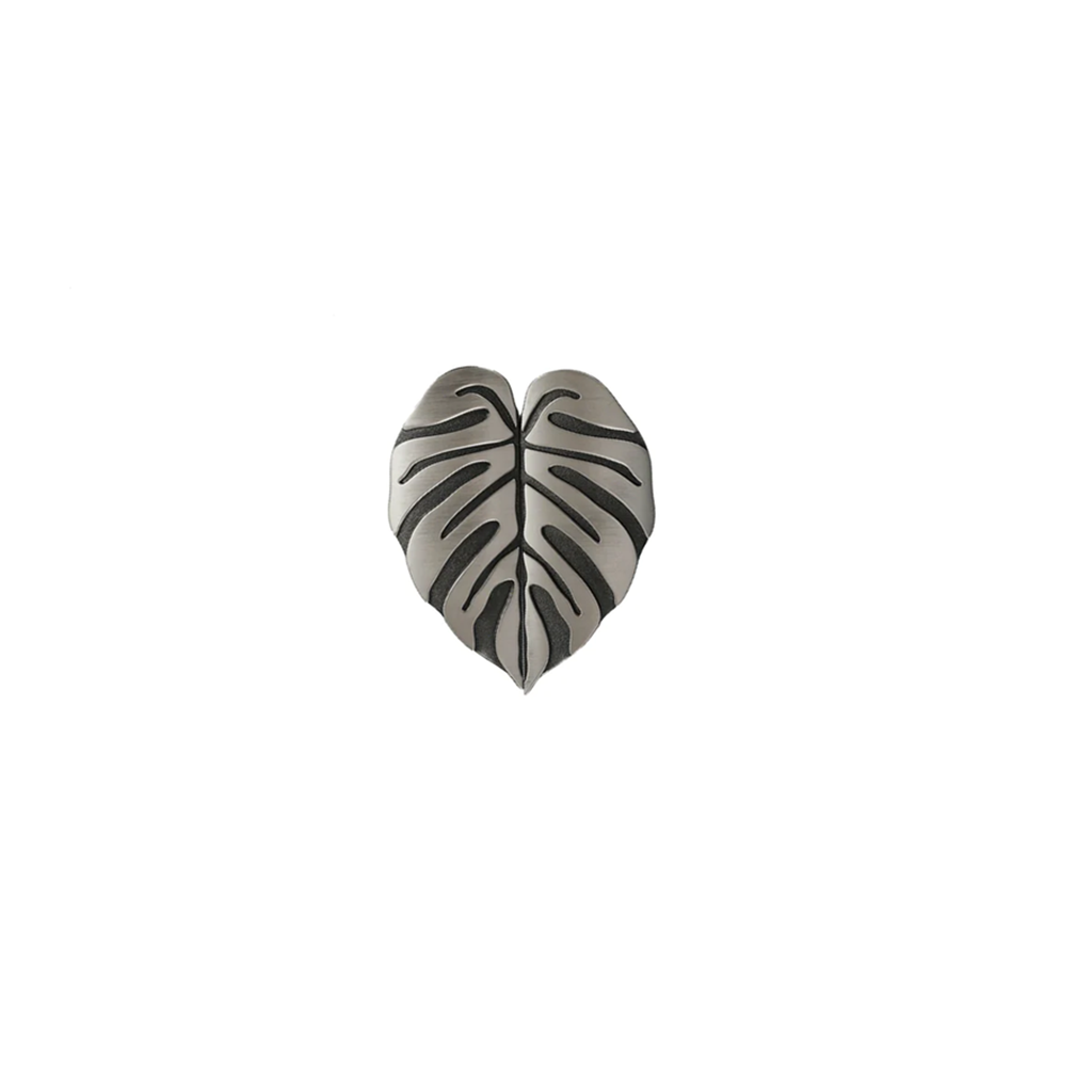 Creative Leaf Shape Handle Knob with Mounting Screws for Kitchen Cupboard Cabinet Wardrobe Drawer Door (Silver Ancient, 64mm)